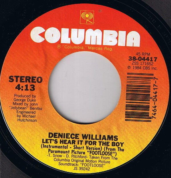 Deniece Williams : Let's Hear It For The Boy (7", Single, Styrene, Pit)