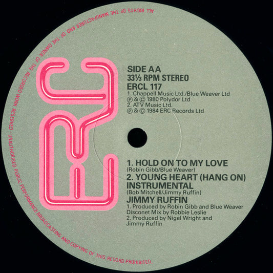 Jimmy Ruffin : Young Heart (Hang On) / Hold On To My Love (12")
