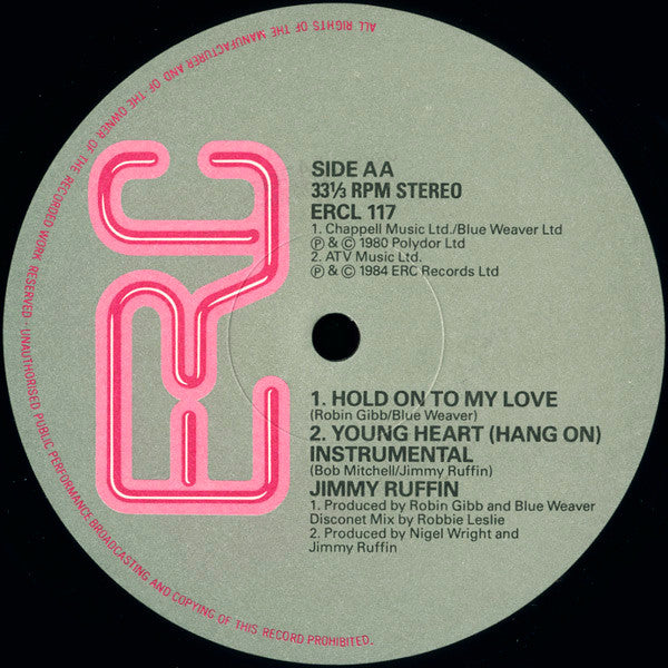 Jimmy Ruffin : Young Heart (Hang On) / Hold On To My Love (12")