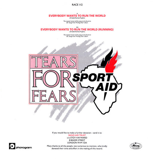 Tears For Fears : Everybody Wants To Run The World (12", Single)
