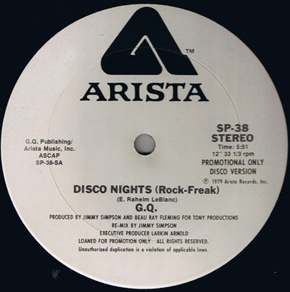 G.Q.* : Disco Nights (Rock-Freak) (12", Promo)