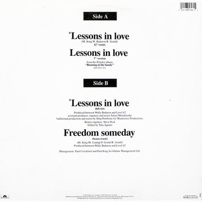 Level 42 : Lessons In Love (12", Single, Ind)