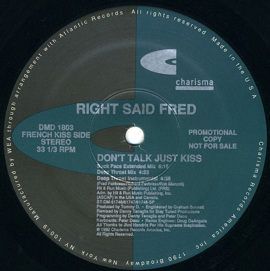 Right Said Fred : Don't Talk Just Kiss (12", Promo)