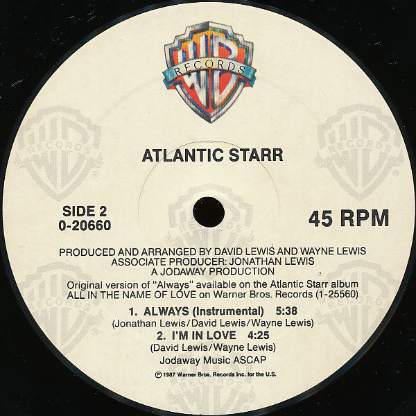 Atlantic Starr : Always (12", Maxi)