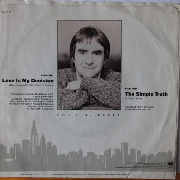 Chris de Burgh : Love Is My Decision (7", Single)