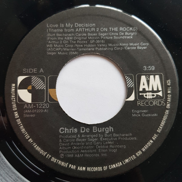 Chris de Burgh : Love Is My Decision (7", Single)