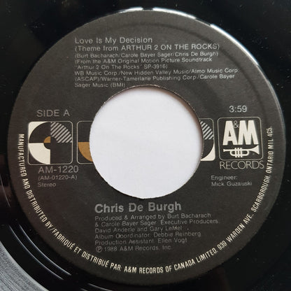 Chris de Burgh : Love Is My Decision (7", Single)
