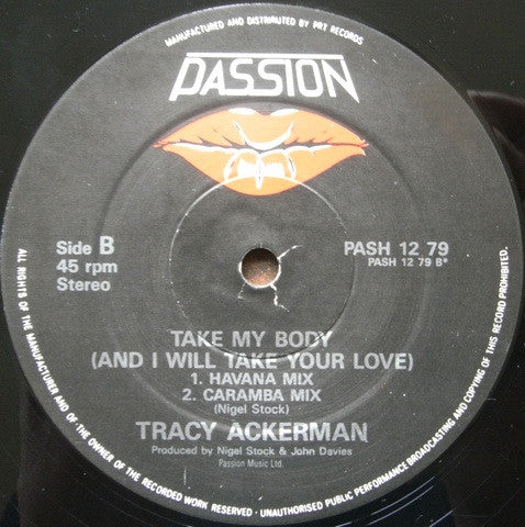 Tracy Ackerman : Take My Body (And I Will Take Your Love) (12")