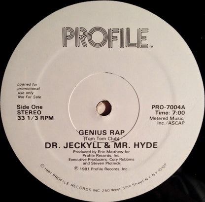 Dr. Jeckyll & Mr. Hyde : Genius Rap (12", Promo)