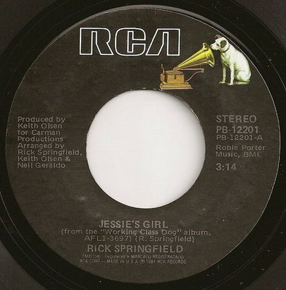 Rick Springfield : Jessie's Girl (7", Single, Styrene, Ind)
