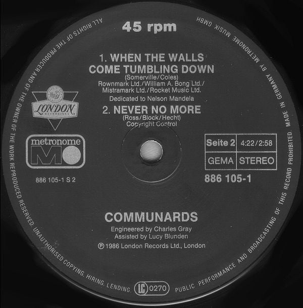 Communards* : So Cold The Night (12", Maxi)