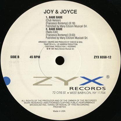 Joy & Joyce : Babe Babe (12")