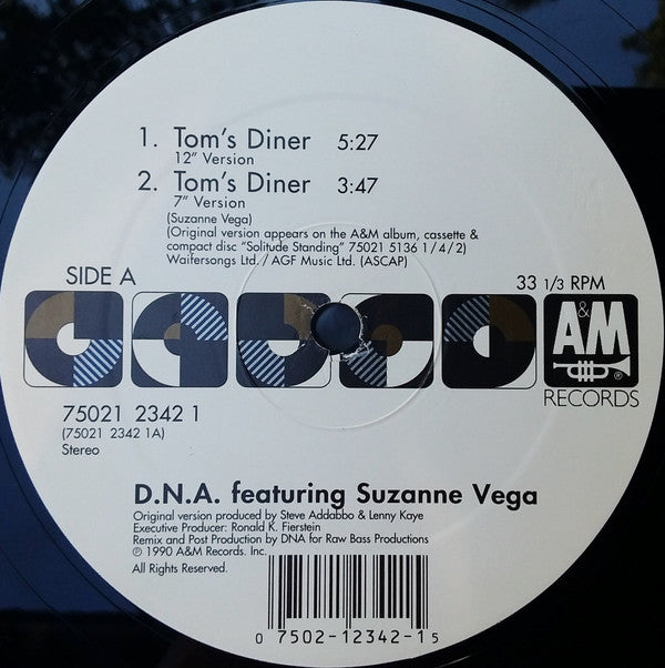 D.N.A.* Featuring Suzanne Vega : Tom's Diner (12", Single)