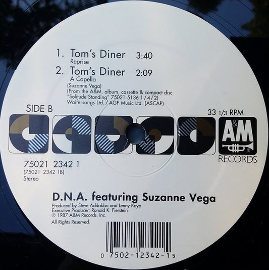 D.N.A.* Featuring Suzanne Vega : Tom's Diner (12", Single)