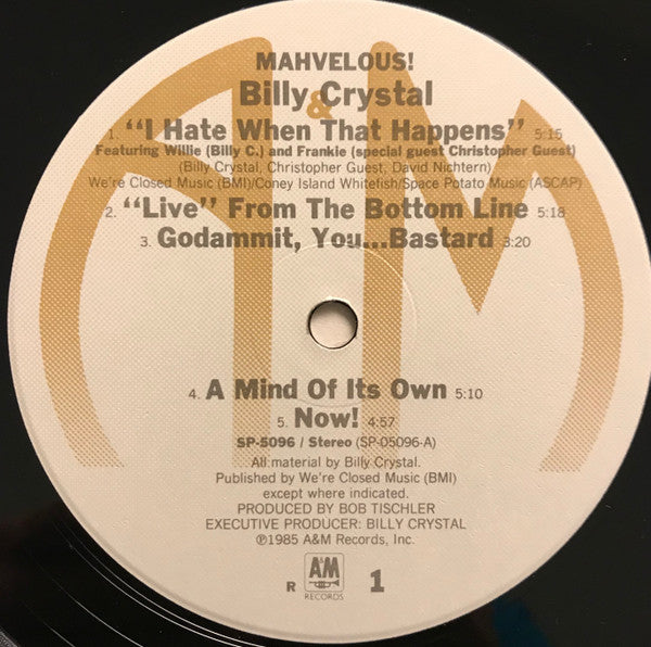 Billy Crystal : Mahvelous! (LP, Album, R -)