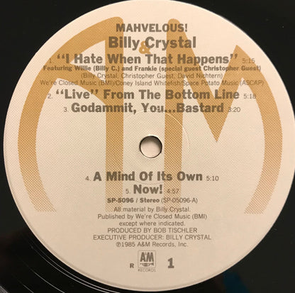 Billy Crystal : Mahvelous! (LP, Album, R -)