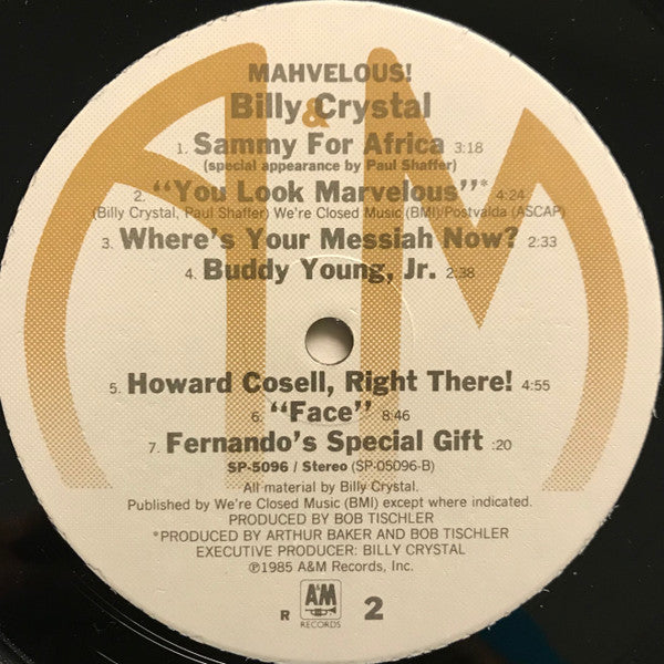 Billy Crystal : Mahvelous! (LP, Album, R -)