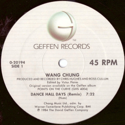 Wang Chung : Dance Hall Days & Don't Let Go (12", Maxi)