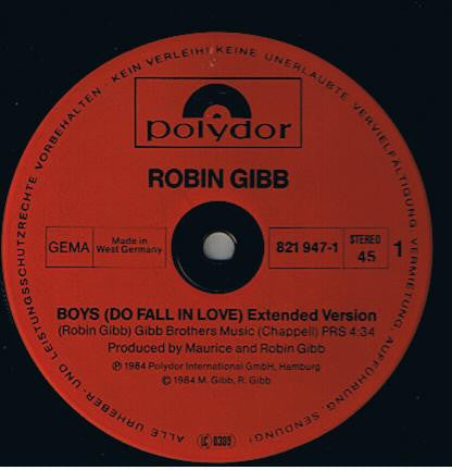 Robin Gibb : Boys (Do Fall In Love) (12", Maxi)
