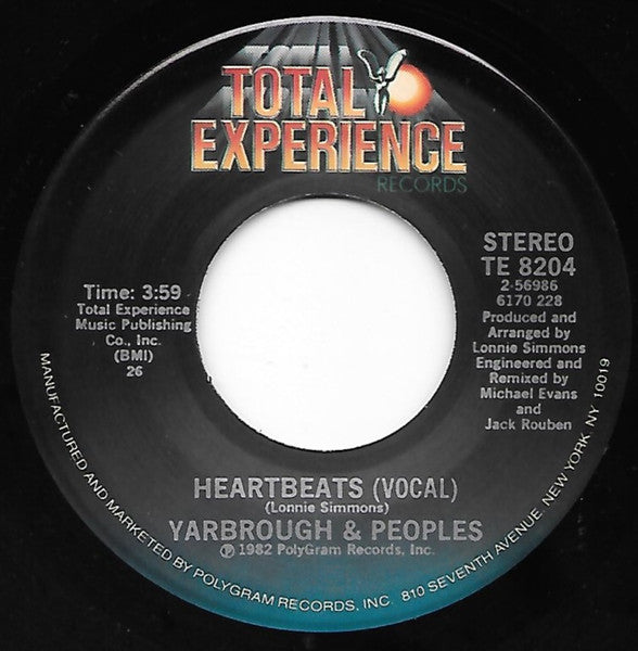 Yarbrough & Peoples : Heartbeats (7", Single, 26)
