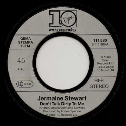Jermaine Stewart : Don't Talk Dirty To Me (7", Single)
