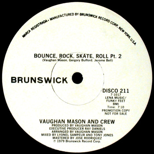 Vaughan Mason And Crew* : Bounce, Rock, Skate, Roll (12", Promo)