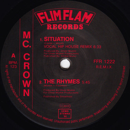 MC Crown Featuring Rhythem System : Situation (New Hip House Remix) (12")