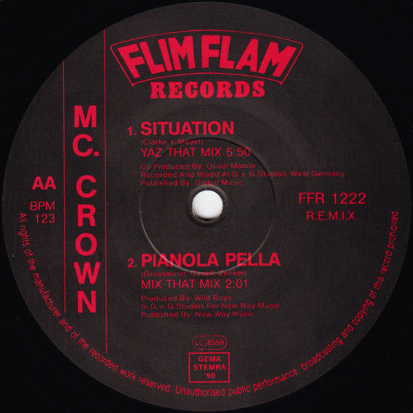 MC Crown Featuring Rhythem System : Situation (New Hip House Remix) (12")