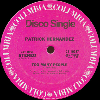 Patrick Hernandez : Born To Be Alive (12", Single, Pit)