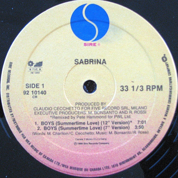 Sabrina : Boys (Summertime Love) (12", Maxi)