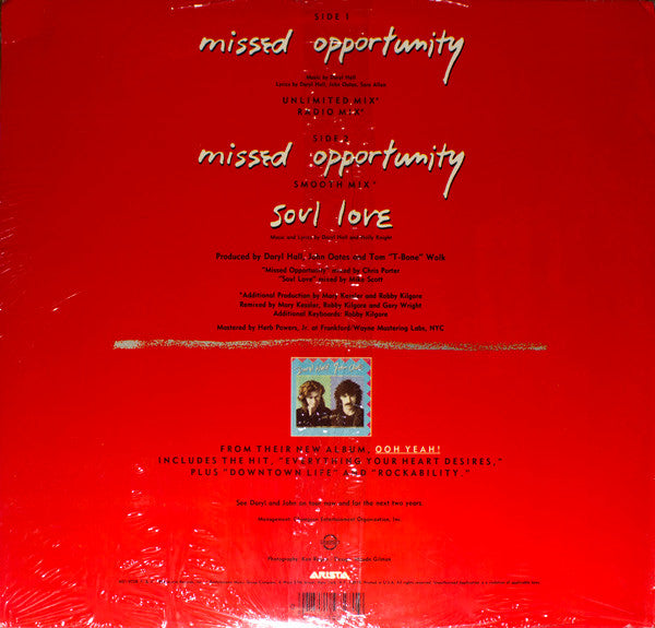 Daryl Hall & John Oates : Missed Opportunity (12")