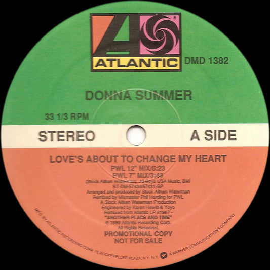 Donna Summer : Love's About To Change My Heart (12", Promo)