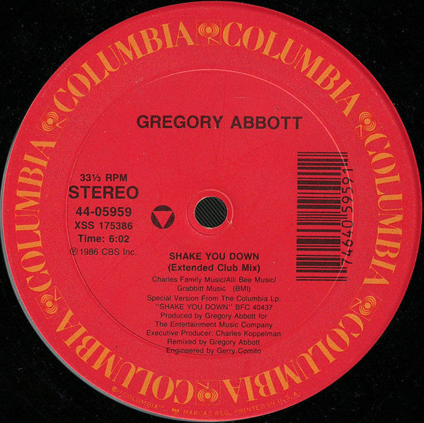Gregory Abbott : Shake You Down (12", Single)