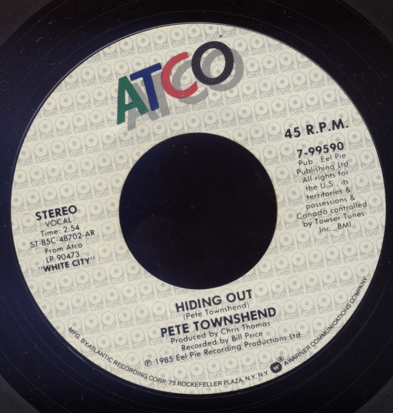Pete Townshend : Face The Face (7", Single, Styrene, AR)