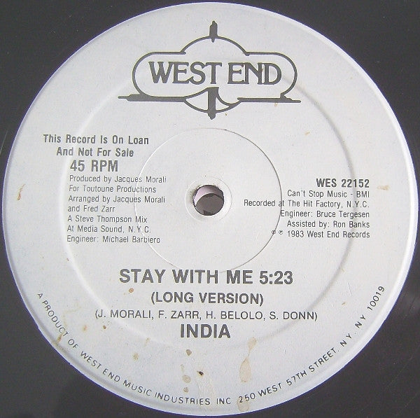 India (2) : Stay With Me (12", Promo)
