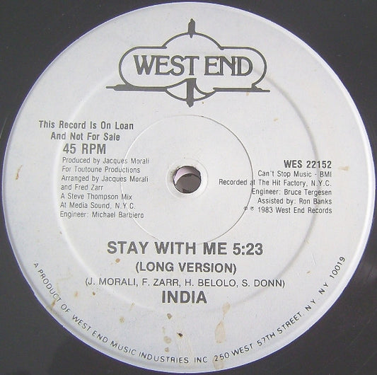 India (2) : Stay With Me (12", Promo)