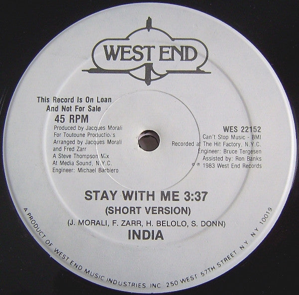 India (2) : Stay With Me (12", Promo)