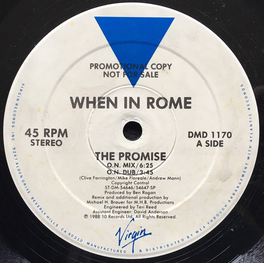 When In Rome : The Promise (12", Promo, SRC)