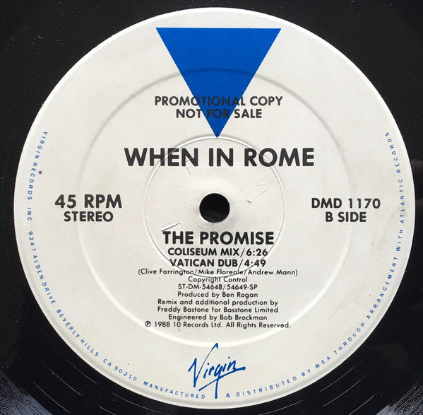 When In Rome : The Promise (12", Promo, SRC)