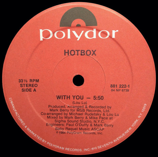 Hotbox* : With You (12")