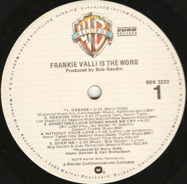 Frankie Valli : ...Is The Word (LP, Album, RP)