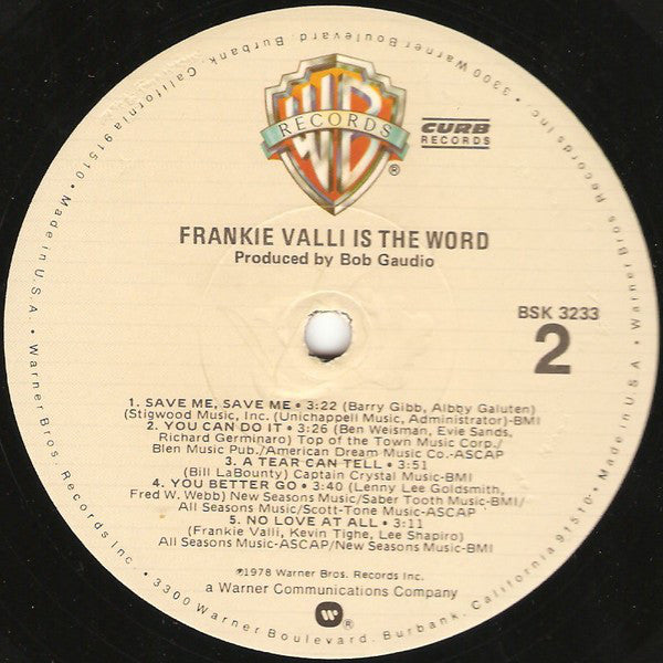 Frankie Valli : ...Is The Word (LP, Album, RP)