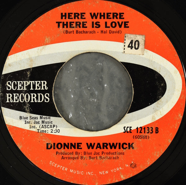 Dionne Warwick : Message To Michael (7", Single, Styrene, Pit)