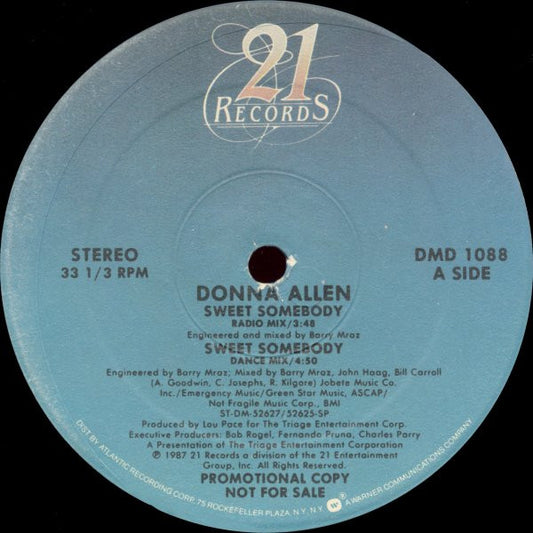 Donna Allen : Sweet Somebody (12", Single, Promo)