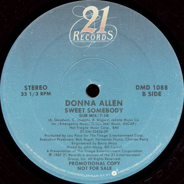 Donna Allen : Sweet Somebody (12", Single, Promo)