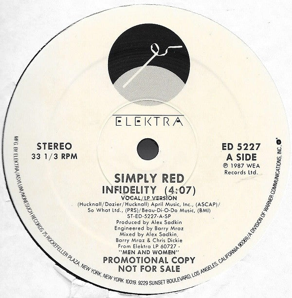Simply Red : Infidelity (12", Single, Promo)