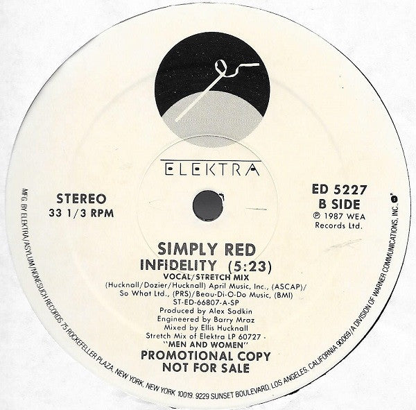 Simply Red : Infidelity (12", Single, Promo)