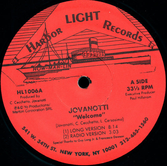 Jovanotti : Welcome / Yo (12")