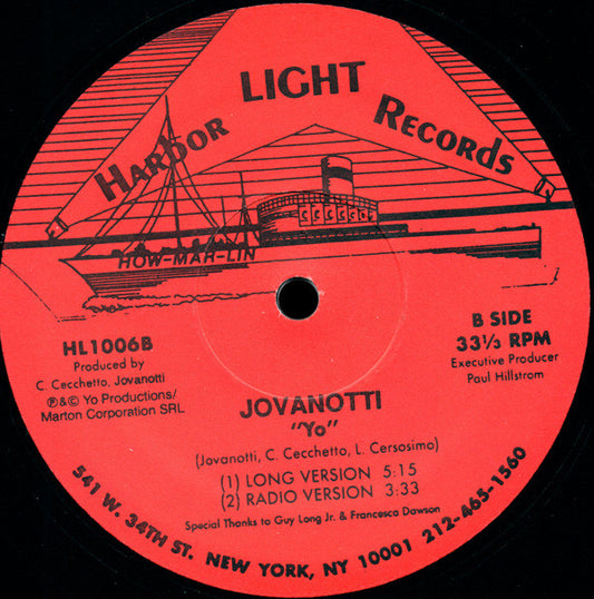 Jovanotti : Welcome / Yo (12")