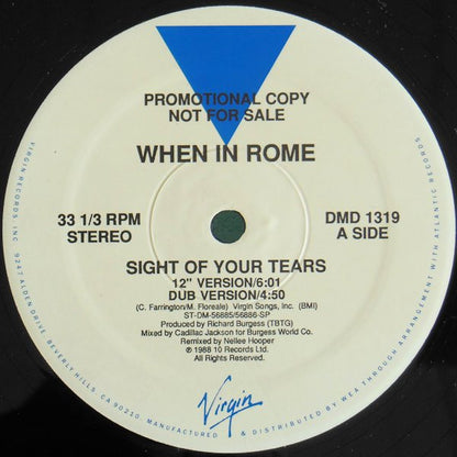 When In Rome : Sight Of Your Tears (12", Promo)